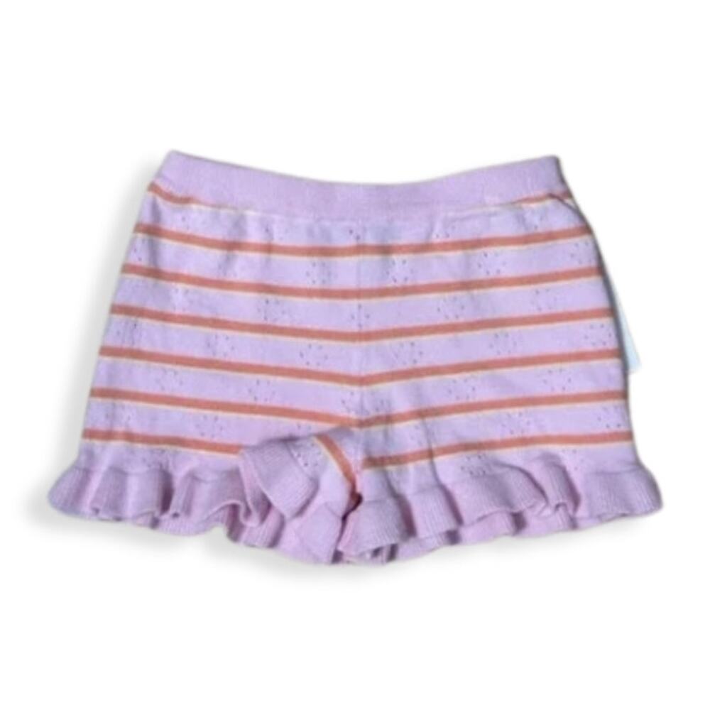 Andy & Evan Shorts Pull On Stripe Pattern Ruffled Hem Stretchy Pink/Orange NWT